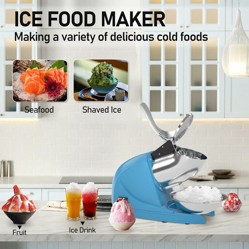 Electric Ice Crushers Machine Shaved Ice Machine  Snow Cone Maker Professional Double Blades Stainless Steel