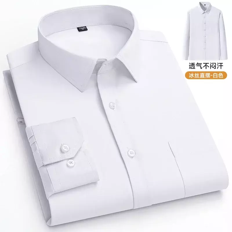 Camisa de manga larga para hombre, camisa Formal de negocios, informal, de color sólido, de alta calidad, a la moda, talla grande, para primavera y verano, 6XL, 7XL