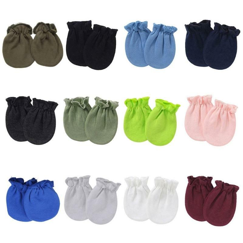 1 par guantes algodón antiarañazos para bebé recién nacido para protección cara guantes manos Color sólido