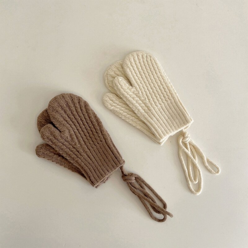 Вязаные шерстяные теплые детские перчатки, однотонные Непродуваемые перчатки с закрытыми пальцами для детей 4-10 лет