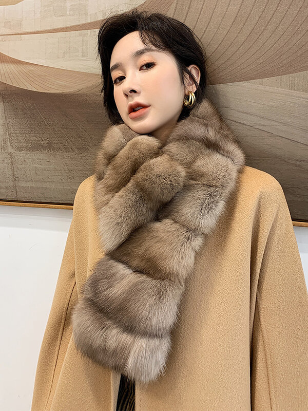 2022 kobiety zima super luksusowe strój udekorować prawdziwe sable futro długi szalik oryginalna szynszyla futro szalik tłumiki szal pierścień