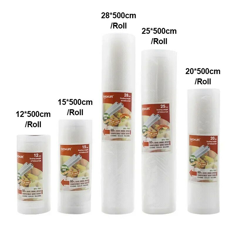 Koleksi AliExpress Penyegel vakum makanan, kantong penyimpan makanan rol plastik 5 ukuran untuk dapur menjaga kesegaran makanan