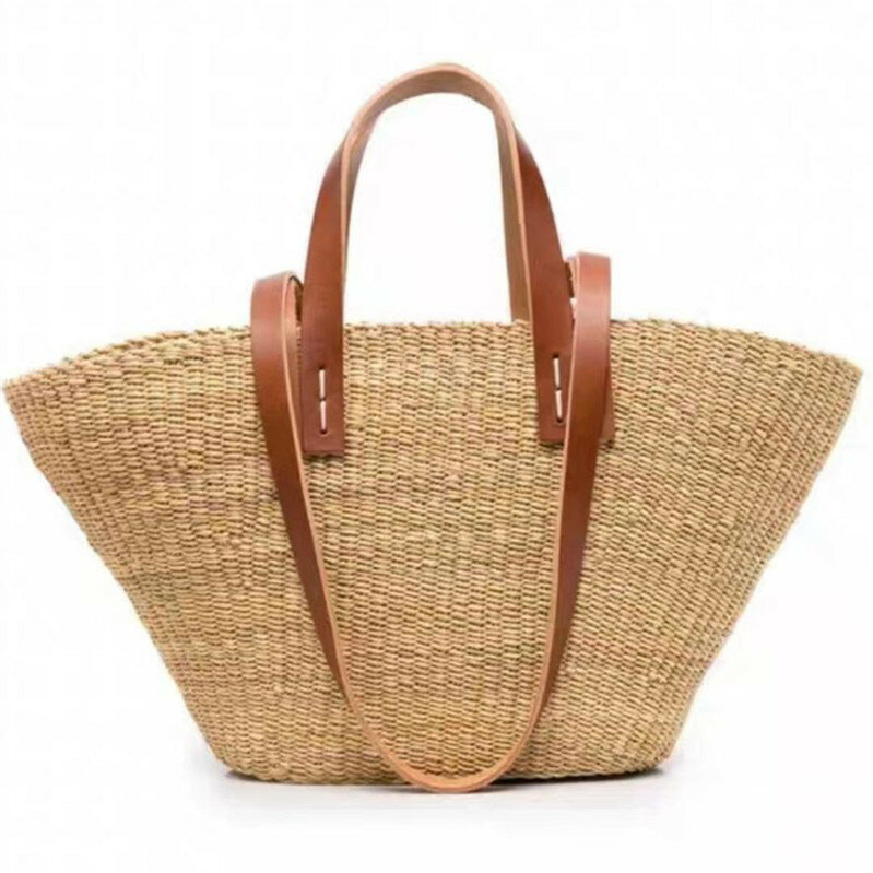 Большие плетеные сумки на плечо для женщин, летняя трендовая пляжная сумка-тоут с кисточками в винтажном стиле, брендовая сумка с ручками, 2023