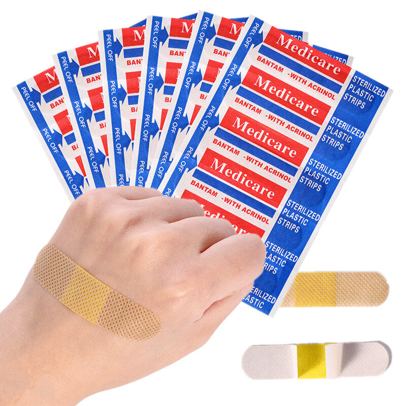 Médicos primeiros socorros ataduras adesivas, não tecidos Hemostasia Band Aid, ferida Molho, remendo de gesso, Woundplast, 100pcs por lote