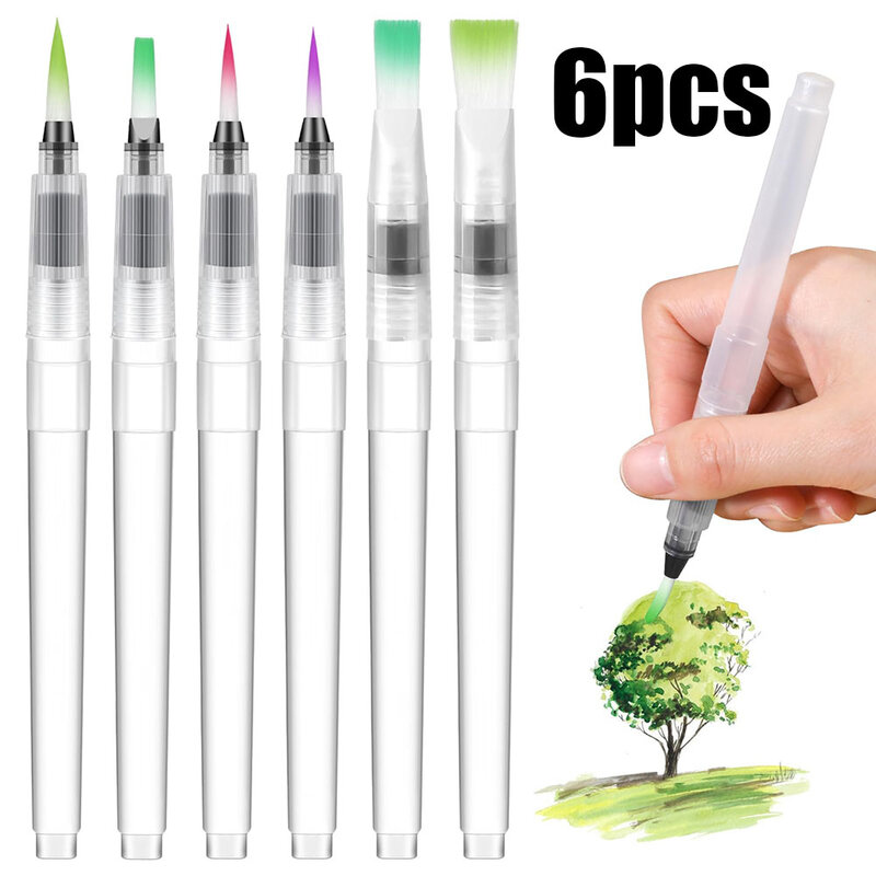 6pcs Watercolor Brush Set, Water Soluble Colored Pencil Watercolor Brush For Beginners, Easy To Use And Fill Painting
