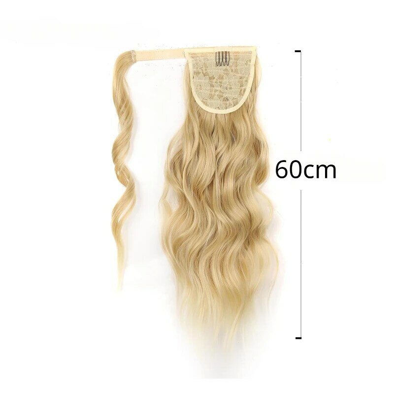 Estensioni dei capelli coda di cavallo parrucche sintetiche avvolte lunghe ondulate resistenti al calore per le donne Glueless Pelucas Para Mujer