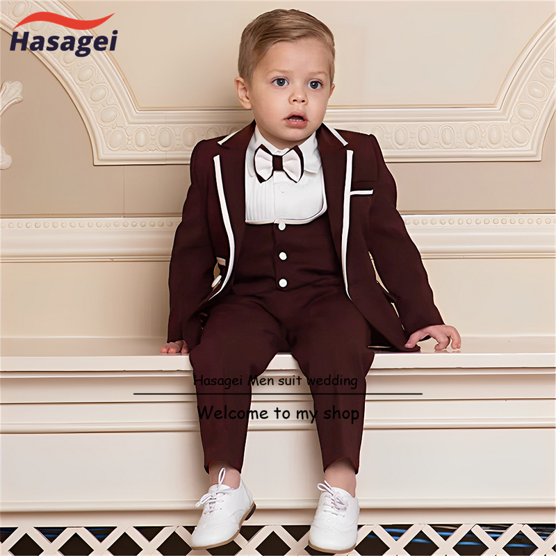 Lavender Color Boys Suit 3 Piece Formal Wedding Tuxedo Party Kids Clothes 2-16 years old