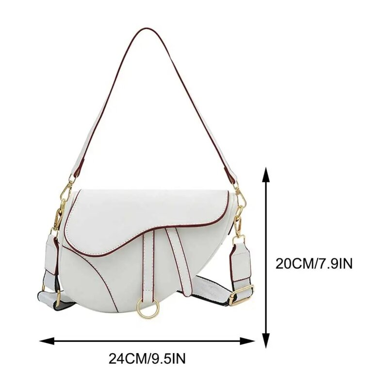 PU Leather Sling Bag Fashion High-capacity Waterproof Messenger Bag Two Straps Saddle Shoulder Bag Women