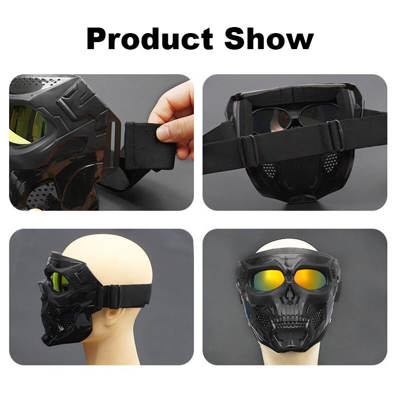 CS Permainan Perang Paintball Topeng Tengkorak Anti-benturan Kacamata Masker Taktis Militer Pria Menembak Berburu Airsoft Masker Sepeda Motor