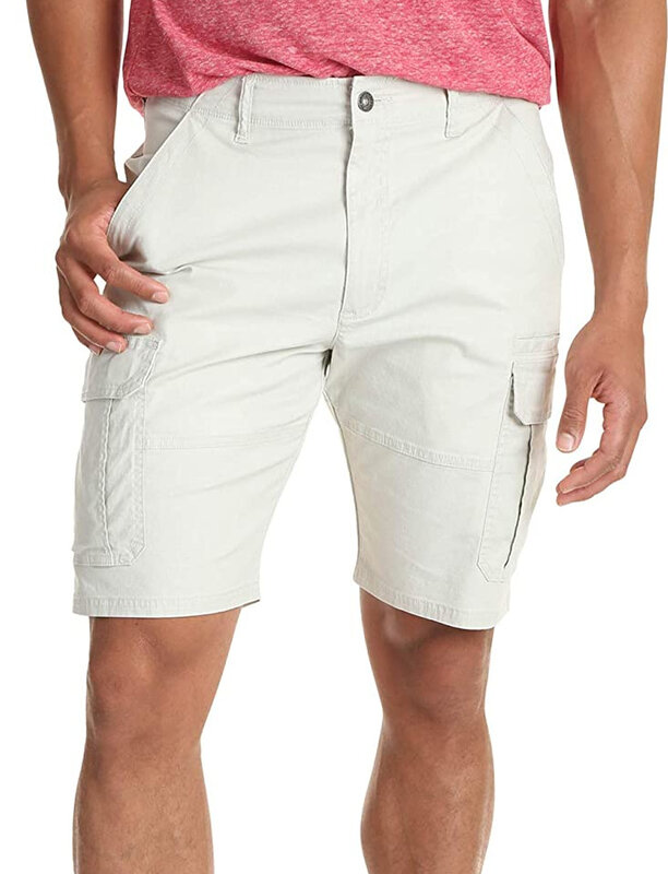 Celana pendek kargo pria, pakaian lari Gym banyak saku kasual musim panas gaya sederhana serbaguna pria celana pantai