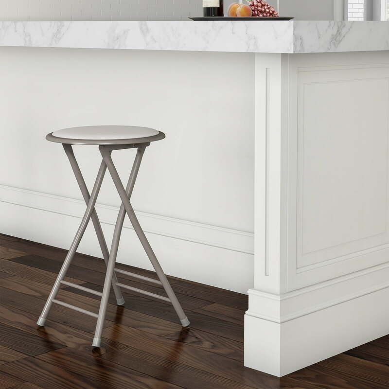 Cadeiras de bar dobráveis para cozinha, fezes de altura contrária, branco, resistente, 24 in