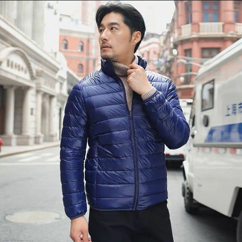 Men's Winter Slim Down Jacket Fashionable Warm Foldable Waterproof Windproof Breathable Outerwear Plus Size Men Hoodie Jacket