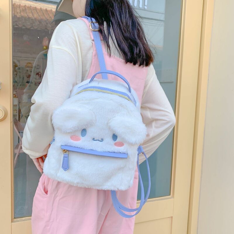 Sanrio Kuromi-시나모롤 플러시 배낭, 헬로 키티 마이 멜로디 가방 쿠로미 플러시 장난감 귀여운 소녀 배낭