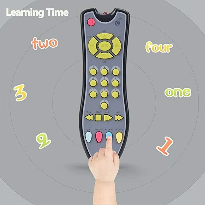 Juguete de simulación de TV para niños, juguete educativo con Control remoto, música y aprendizaje de inglés, regalo