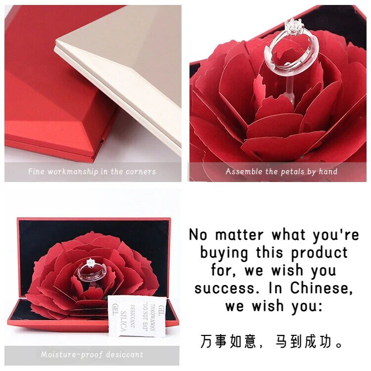 Joyero de rosas para el Día de San Valentín, anillo giratorio de alta gama, propuesta exquisita