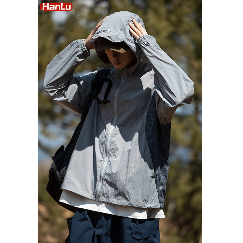 Unisex Quick-Dry Outdoor Breathable Thin Coats Spring Summer Hiking Fishing Climb UV Resistant Breathable Hood Suntan Clothing