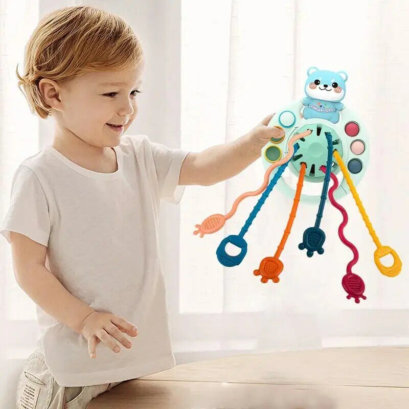 UFO Silicone Pull String Toy, Atividade Sensorial Brinquedos para Crianças, Travel Learning, Brinquedos Educativos, 1 a 3 Anos