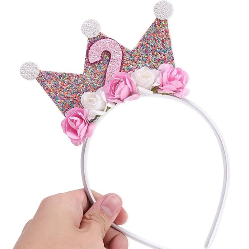 Baby-Pailletten-Stirnbänder, Krone, Geburtstags-Kopfbedeckung, Haarbänder, lustige Kopfbedeckung