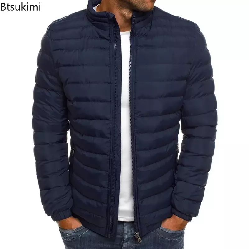 Jaqueta monocromática masculina com gola, casaco com zíper, casaco esportivo masculino casual, moda masculina, roupas quentes de inverno 2024