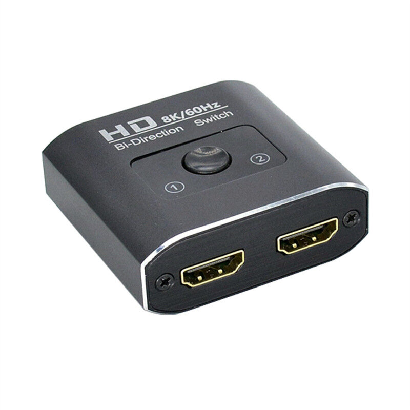 HDMI Switch Video Splitter, 2 Portas, 2 em 1 Saída, 8K, 60Hz, Laptop, PC, Xbox, PS3, PS3, PS4, TV Box, Monitor, Projetor, Adaptador