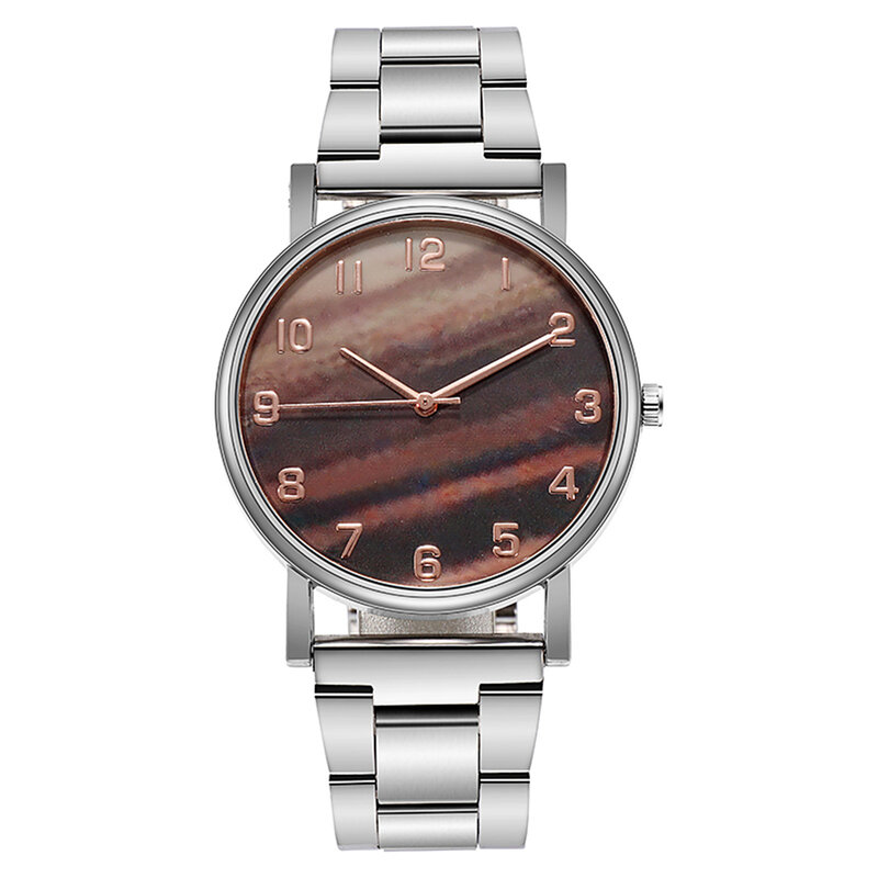 Relógio quartzo luxuoso para mulheres, mostrador de aço inoxidável, bracele casual, presentes analógicos
