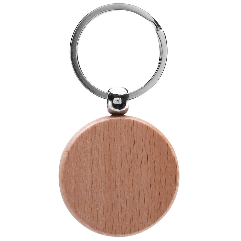 10 buah gantungan kunci kayu bulat kosong swakriya gantungan kunci kayu tag kunci dapat Diy hadiah 40X40mm