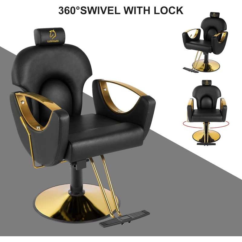 Kursi tukang cukur hidrolik, kursi Salon 360 derajat, kursi penata rambut Putar, kursi Salon dengan tinggi yang dapat disesuaikan