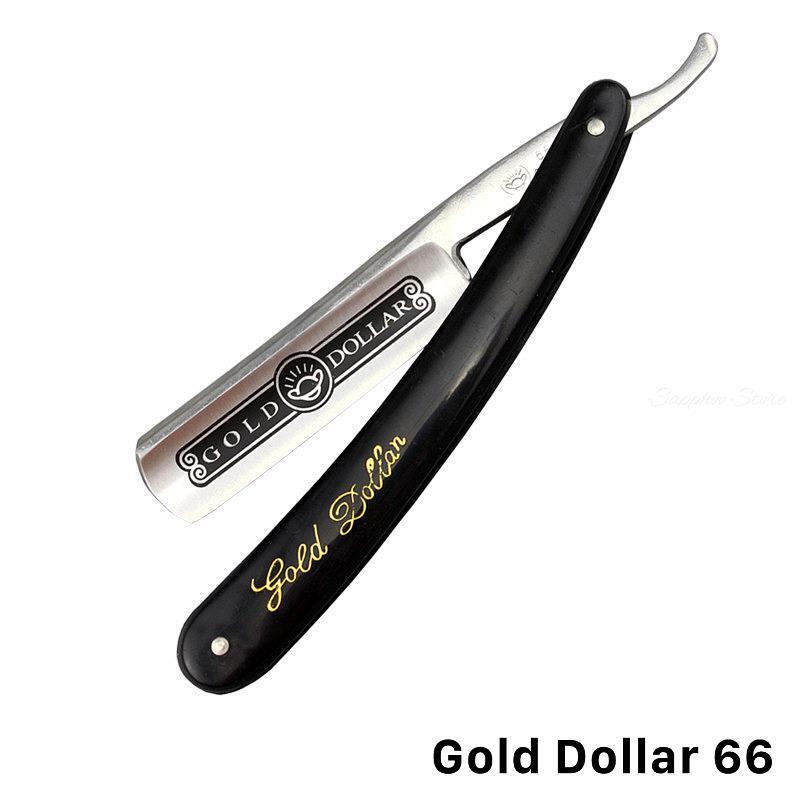 1 pz 2021 Pro Gold Dollar 208 coltello da barba 66 bordo dritto barbiere rasoio pieghevole rasatura capelli uomini rasatura barbiere strumento G0317