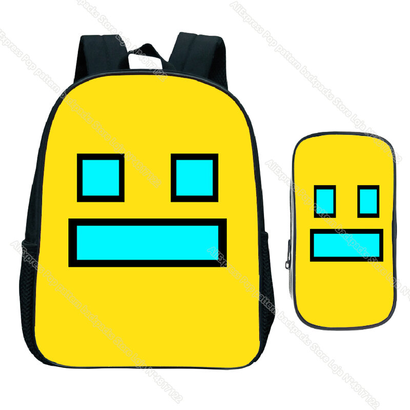 Angry Geometry Dash Children Backpack 2pcs Set Kids Nursery School Bags for Girls Cartoon Kid Bookbag Mochilas Escolares Infanti
