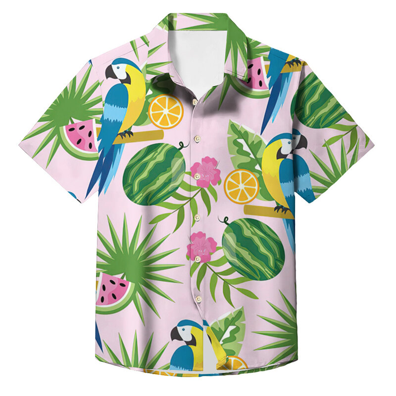 Camisa de praia havaiana masculina, estampa de coco, blusa extragrande, manga curta, roupa casual, unissex, verão, XL