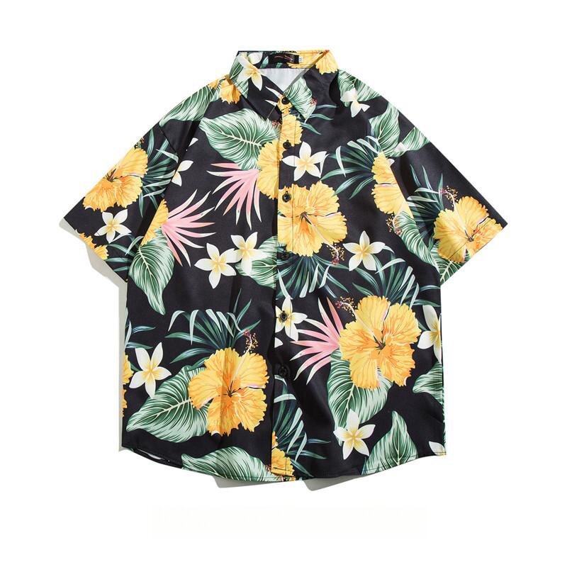Summer Men's Short Sleeve Floral Shirt Fashion Casual Versatile Handsome Hawaiian Beach Vacation Print Shirt Coat