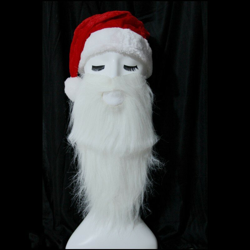 Dekorasi Natal Santa Claus jenggot putih jenggot panjang pria tua kakek jenggot (kain berbulu) alat peraga pesta Cosplay
