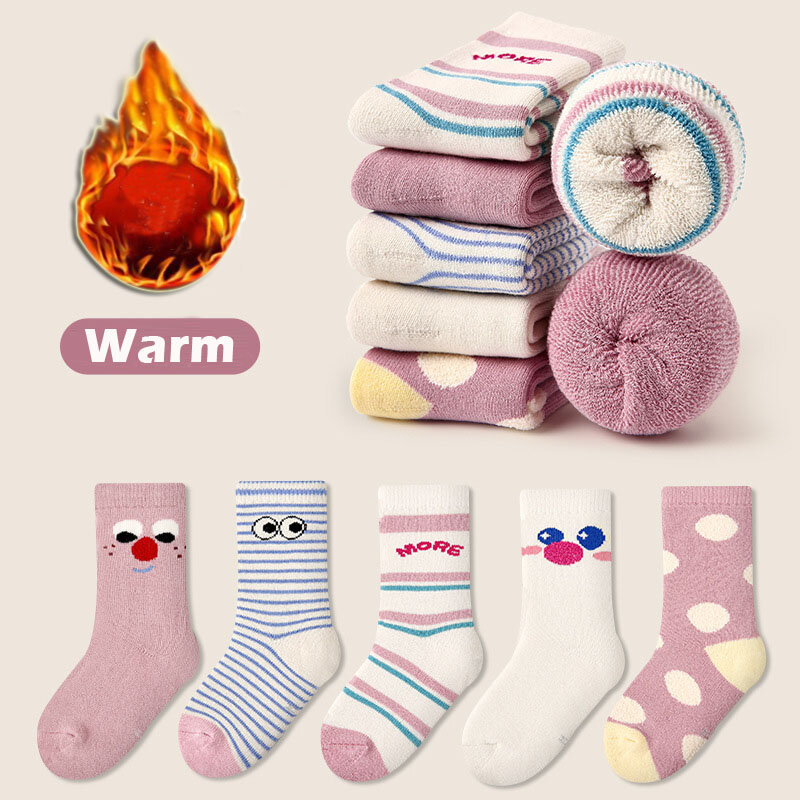 Calcetines térmicos gruesos de algodón para niñas, medias de dibujos animados, más modernas, para invierno