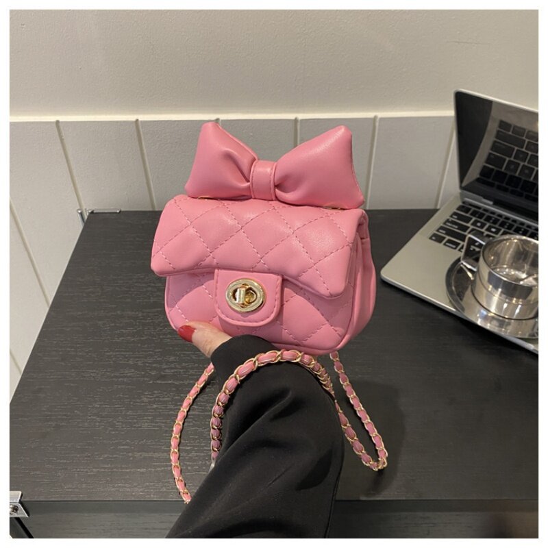 Детская дизайнерская мини-сумка через плечо, Роскошная сумочка для маленьких принцесс с розовым бантом для маленьких девочек, милая сумка через плечо