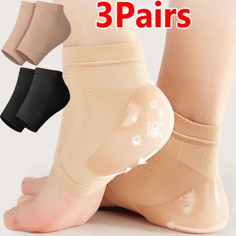 1/3pair Silicone Protector Sleeve Heel Pads Heel Cups Plantar Fasciitis Support Feet Care Repair Cushion Half-yard Sock Gel Heel
