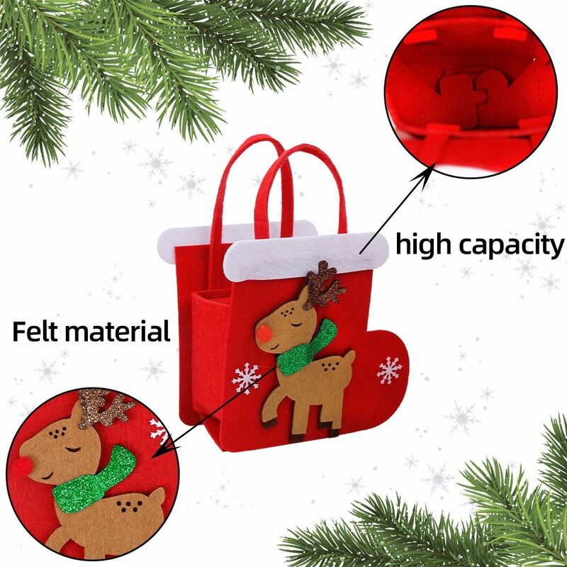 Cartoon Elk Gingerbread Man Bag, árvore de Natal, Papai Noel, boneco de neve, bolsa infantil, presente dos doces, véspera, bonito