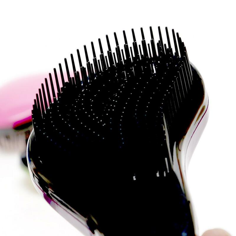 Mini brosse à cheveux antistatique, poignée, tête, cuir chevelu, massage, peigne, support, poignées bouclées, angle, salon, coiffure, style