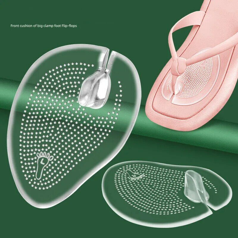 Sandal silikon alas depan Flip-flop, sandal silikon bantalan kaki GEL sepatu sol dalam perawatan kaki pijat partikel anti selip