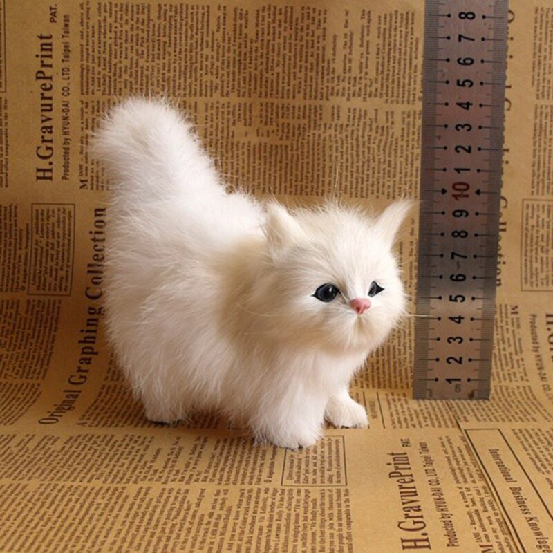 Giocattoli di peluche realistici per gatti pelliccia realistica bambole di gatto ripiene pelose simulazione modelli di gattini animali regalo di natale di compleanno per bambino