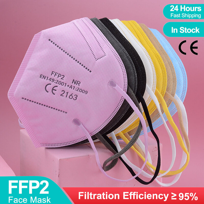 Mascarilla facial protectora FFP2 reutilizable, máscara de 5 capas, respirador KN95, CE, 10-100 Uds.