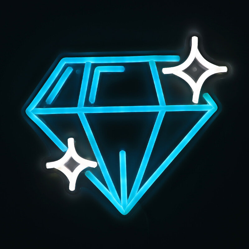 Sparkling Sapphire Diamond LED Wall Neon Sign Lamp, Lâmpada Presentes para Festa, Quarto, Pub, Clube, Galeria, Decoração do Estúdio, 10.24 "* 9.02", 1PC