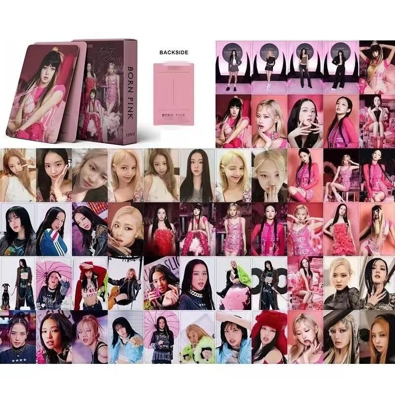 Czarne różowe karty LOMO fotoalbum pocztówki z kolekcją kart fotograficznych dwustronne piosenkarka Pop gwiazdy drukują fanom zbiorowe prezenty