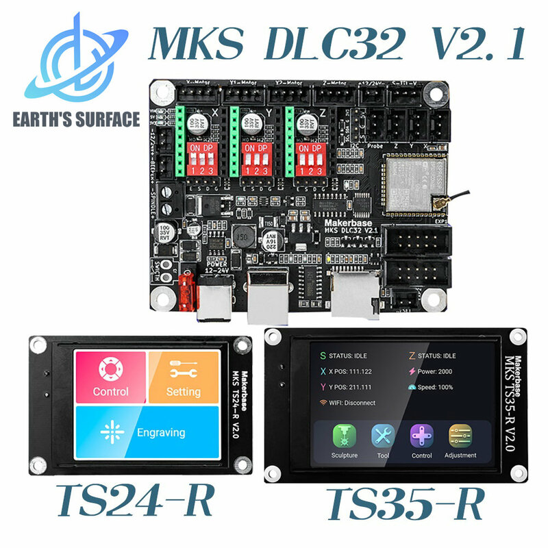 Db-makerbase MKS DLC32 V2.1 32bits Motherboard Offline Controller WIFI TFT layar sentuh TS24/TS35-R untuk mesin ukiran Laser