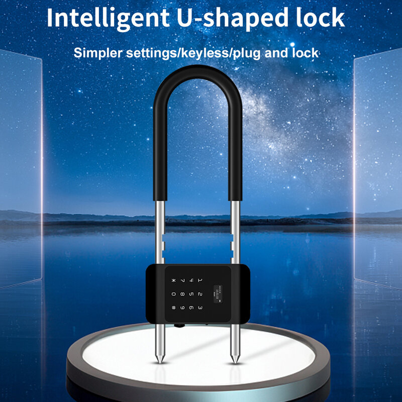 Outdoor Electronic Bluetooth Password Fingerprint IC Card Digital U Type Smart Lock For Office Glass Door Anti-Theft App Unlcok