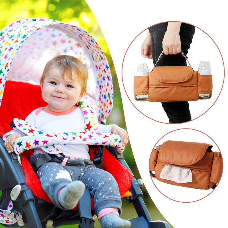 Tas popok untuk kereta bayi kantong kereta bayi serbaguna dan luas Aksesori kereta bayi untuk ponsel popok