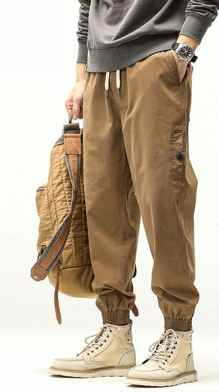 Men Cargo Pants Loose Harajuku Wide-Leg Pants Mens Casual Solid Pockets Hip-Hop Straight High Waist Pants New Trousers A123