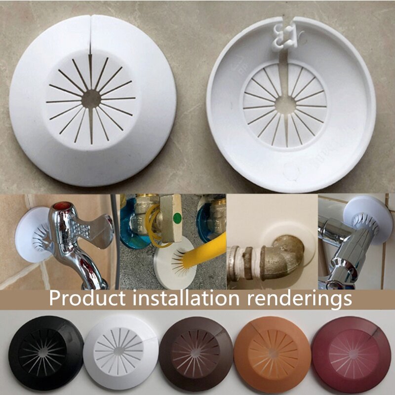 2pcs Plastic wall hole duct cover shower faucet angle valve Pipe plug decoration  snap-on Plate kitchen  accessories