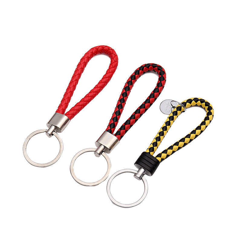 Simples Colorido Lether Rope Keychain Aço Inoxidável Anéis Chave Do Carro Chian Saco De Estudante Acessórios Pendent Anel Mutifunctional