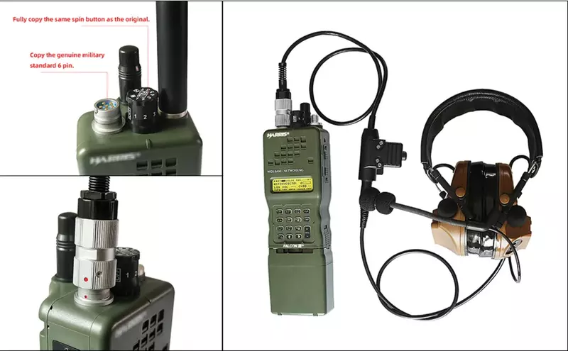 TS TAC-SKY Tactical Headset Interphone Model Radio Harris Virtual Case AN/PRC152 152A Radio Virtual Box+ Militar 6 Pin Ptt