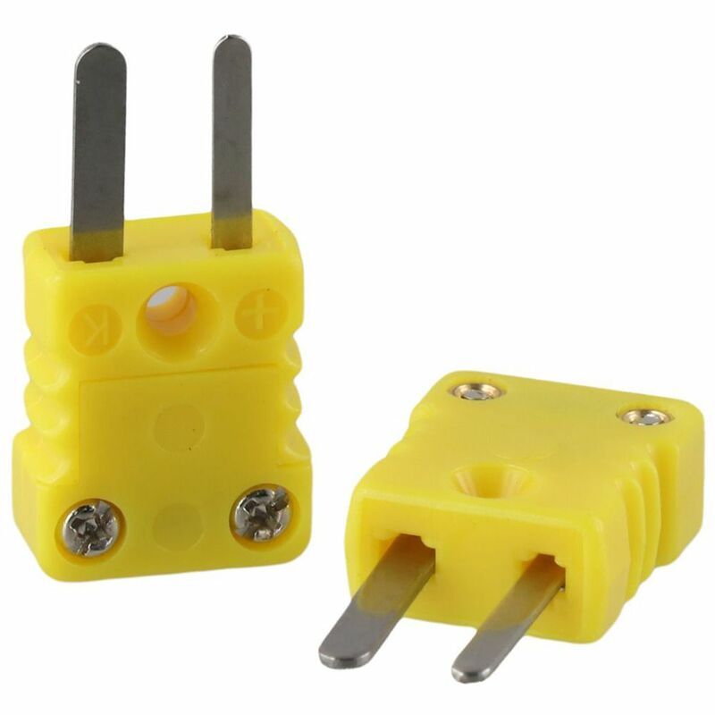 Conector termopar tipo K, Plugues adaptadores amarelos de plástico para mini plugue macho de termopar,-200 a 1300 ℃, 2pcs